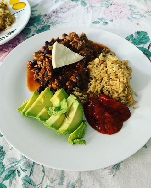 WW turkey chilli with a cheese triangle