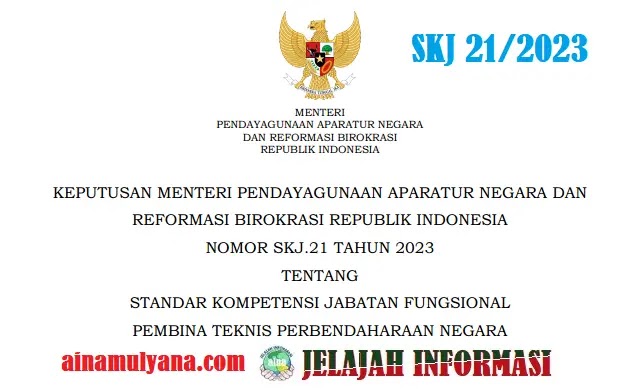 Kepmenpan RB Nomor SKJ.21 Tahun 2023 Tentang Standar Kompetensi Jabatan Fungsional Pembina Teknis Perbendaharaan Negara