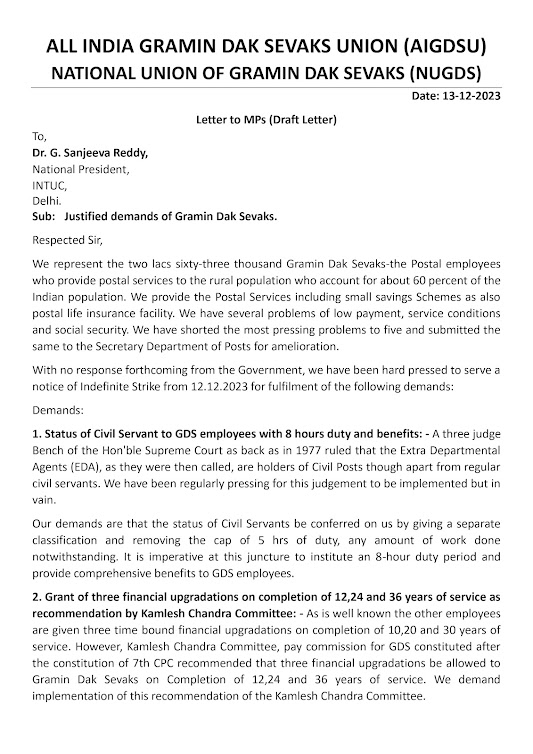 GDSPJCA Letter to MPs and Press Notice 