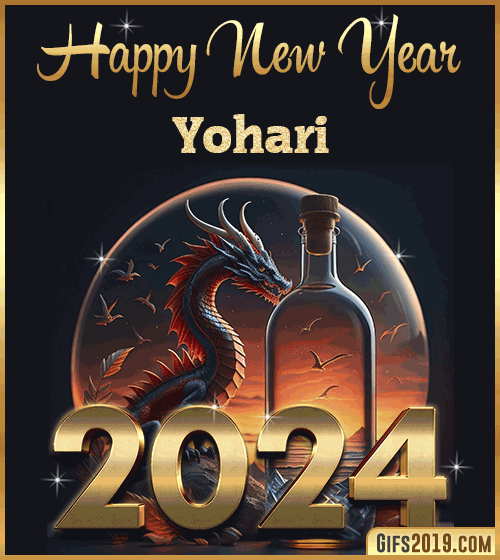 Dragon gif wishes Happy New Year 2024 Yohari