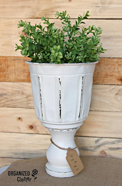 DIY Planter Urn from Thrift Shop Parts organizedclutter.net