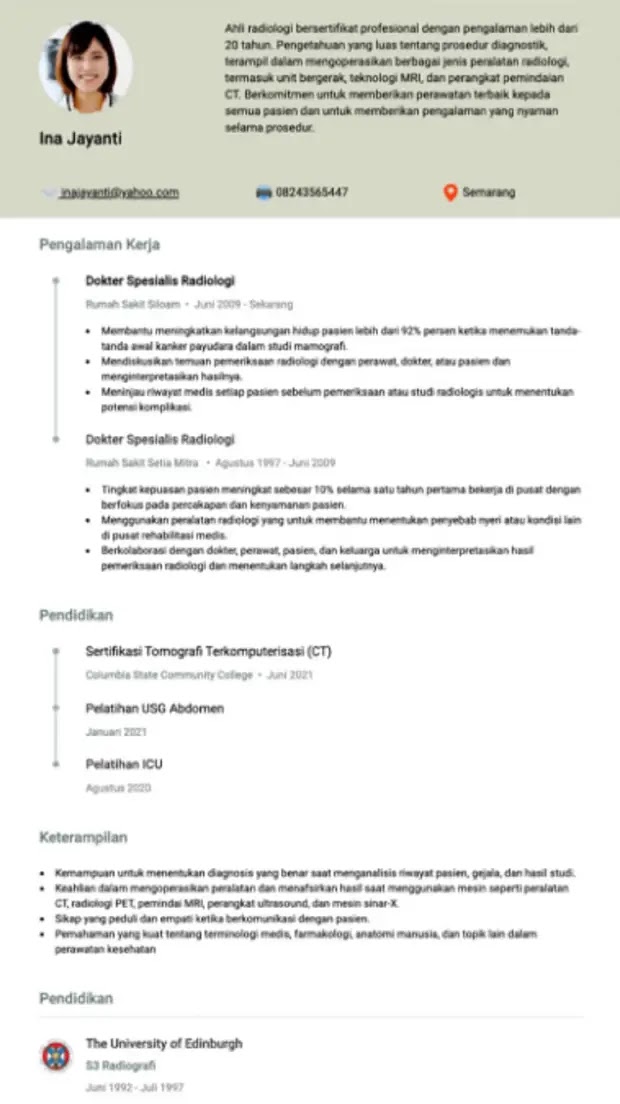 Contoh CV Dokter Gigi