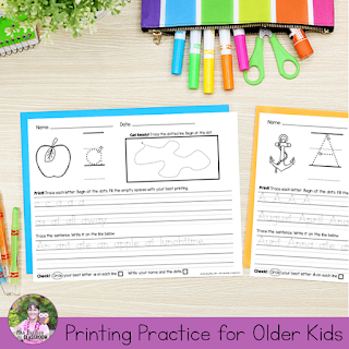 Printing Practice for Older Students