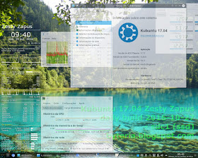Tela do Kubuntu 17.04 Zesty Zapus daily-build, instalado e configurado