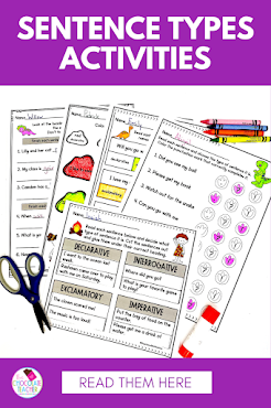 Teaching sentence types in first grade has never been easier. With some fun and engaging sentence types activities, your students will be excited to learn and practice sentence types this year. From fun videos to no-prep printable worksheets, your students will love practicing identifying sentence types and even writing their own. These fun activities are perfect for individual work, group work, and center activities. I know you and your students will love all of these exciting activities! #sentencetypes #teachingsentencetypes #firstgradesentences #sentencetypesinfirstgrade #noprepsentenceworksheets