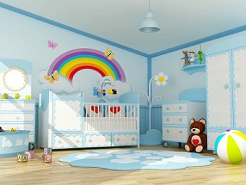 wall decor ideas nursery Rainbow Theme Baby Room | 500 x 375
