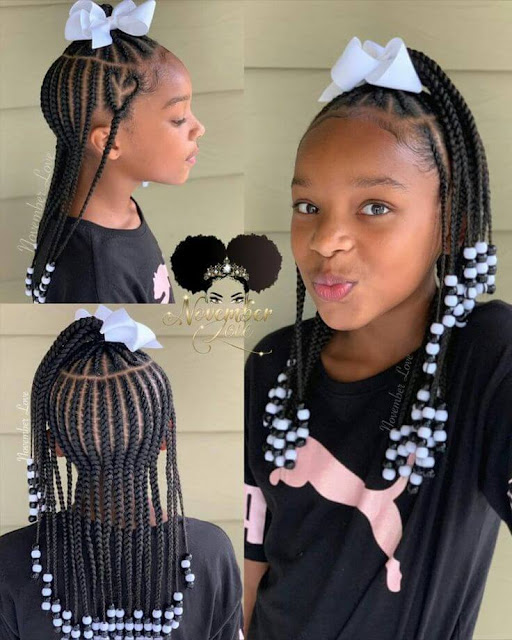 Braided Hairstyles For Little Black Girl With Beads.