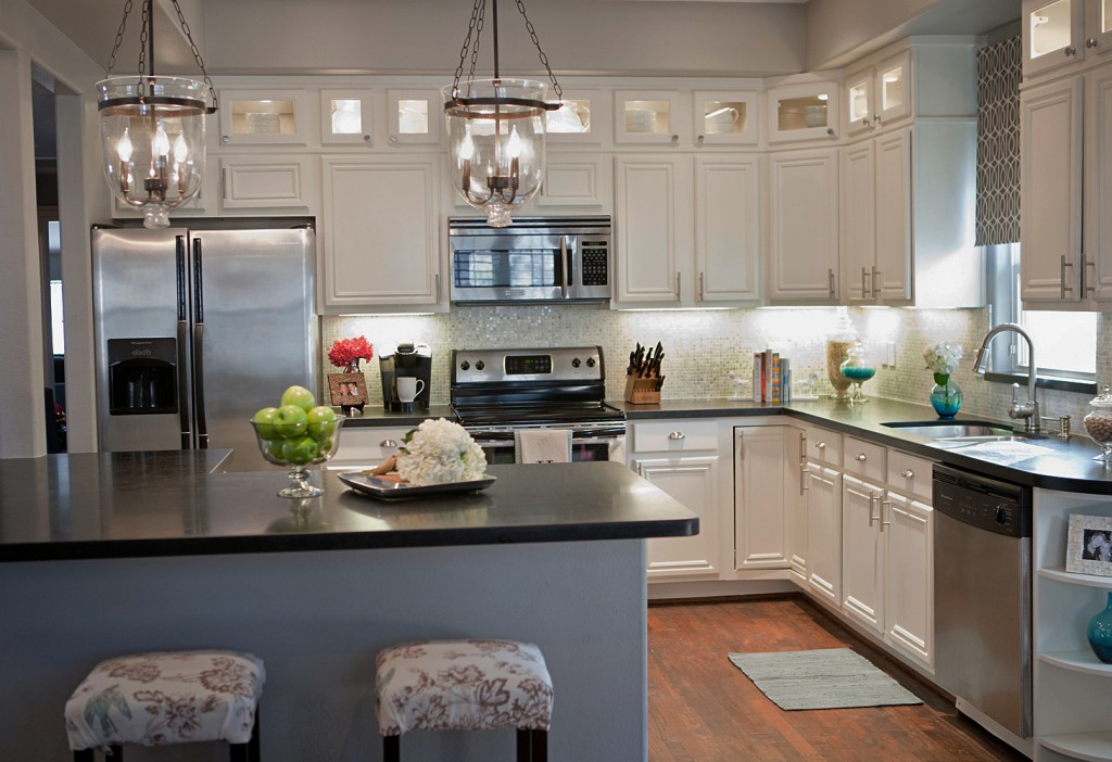 Remodelaholic  Complete Kitchen Transformation; White Cabinets