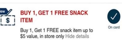 BOGO FREE any snack items ($5 value) CVS crt store Coupon (Select CVS Couponers)