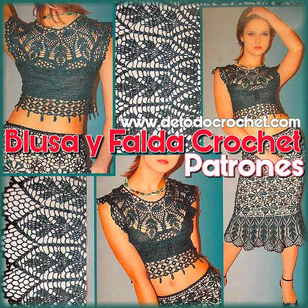 blusa y falda crochet patrones gráficos de revista rusa