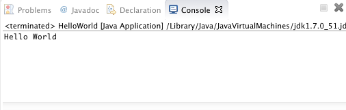 Image shows 'hello world' printed in eclipse console