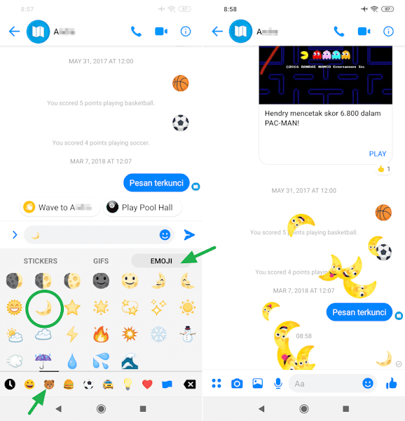 Emoji bulan sabit Messenger