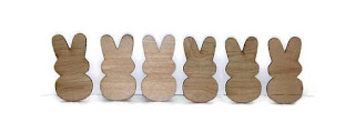 six wooden easter bunny silhouettes