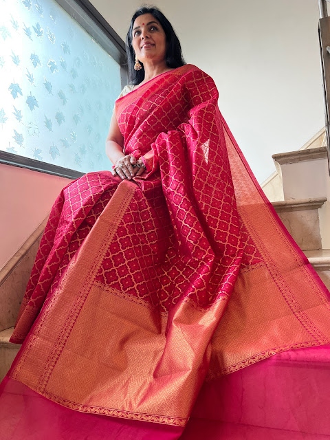Pink cotton Banarasi saree