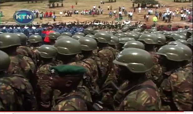 section of Kenya army green berets