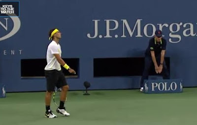US Open Rafael Nadal shaking head yellow black round one tennis images screencaps photos pictures