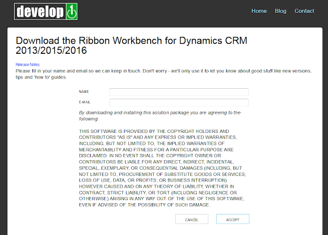 Download page Ribbon editor CRM 2015