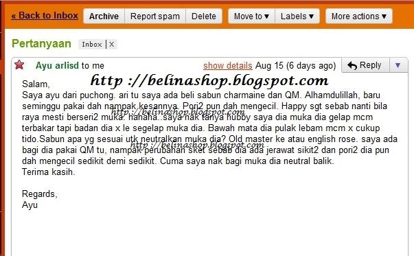 Testimonial Sabun Kecantikan Belina - Belina Shop Online