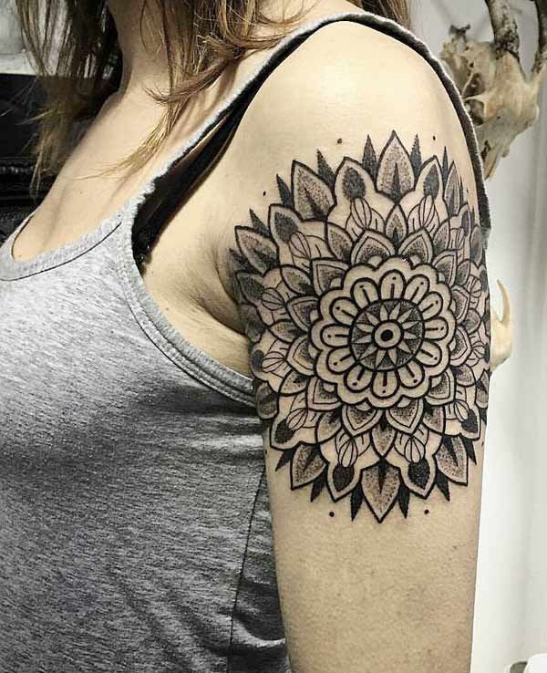 lovely and stunning mandala tattoo design on your shoulder