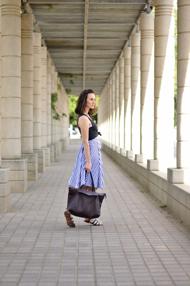 striped midi skirt