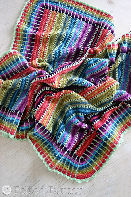 Skittles Blanket Free Crochet Pattern by Susan Carlson of Felted Button