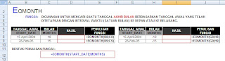 Microsoft Excel 2007, Fungsi Date and Time, Fungsi EOMONTH