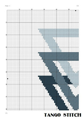 Blue triangles abstract cross stitch pattern