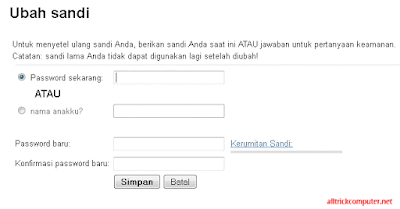 mengganti password gmail