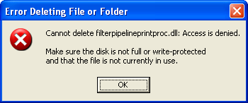 error delete file