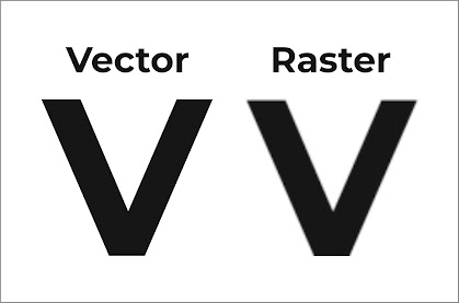 Illustration of vector versus raster file types
