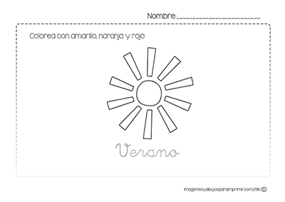 El verano en ficha para imprimir