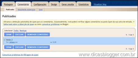 Aba "publicados"