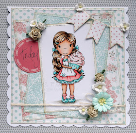 Pastel card featuring Cupcake Avery by The Paper Nest Dolls