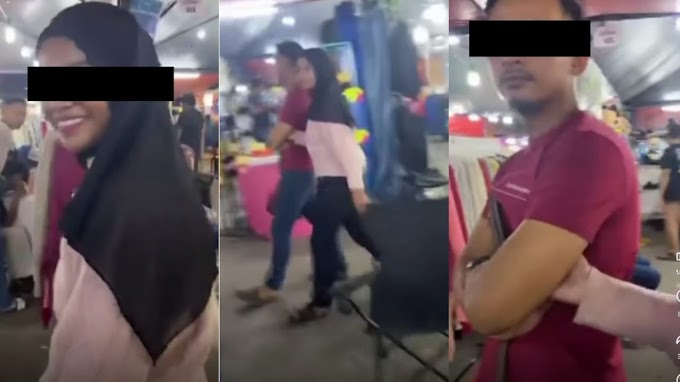 (Video) - Isteri kejar suami tengah membeli belah persiapan raya dengan kekasihnya, lintang pukang perempuan tu lari siap senyum lagi