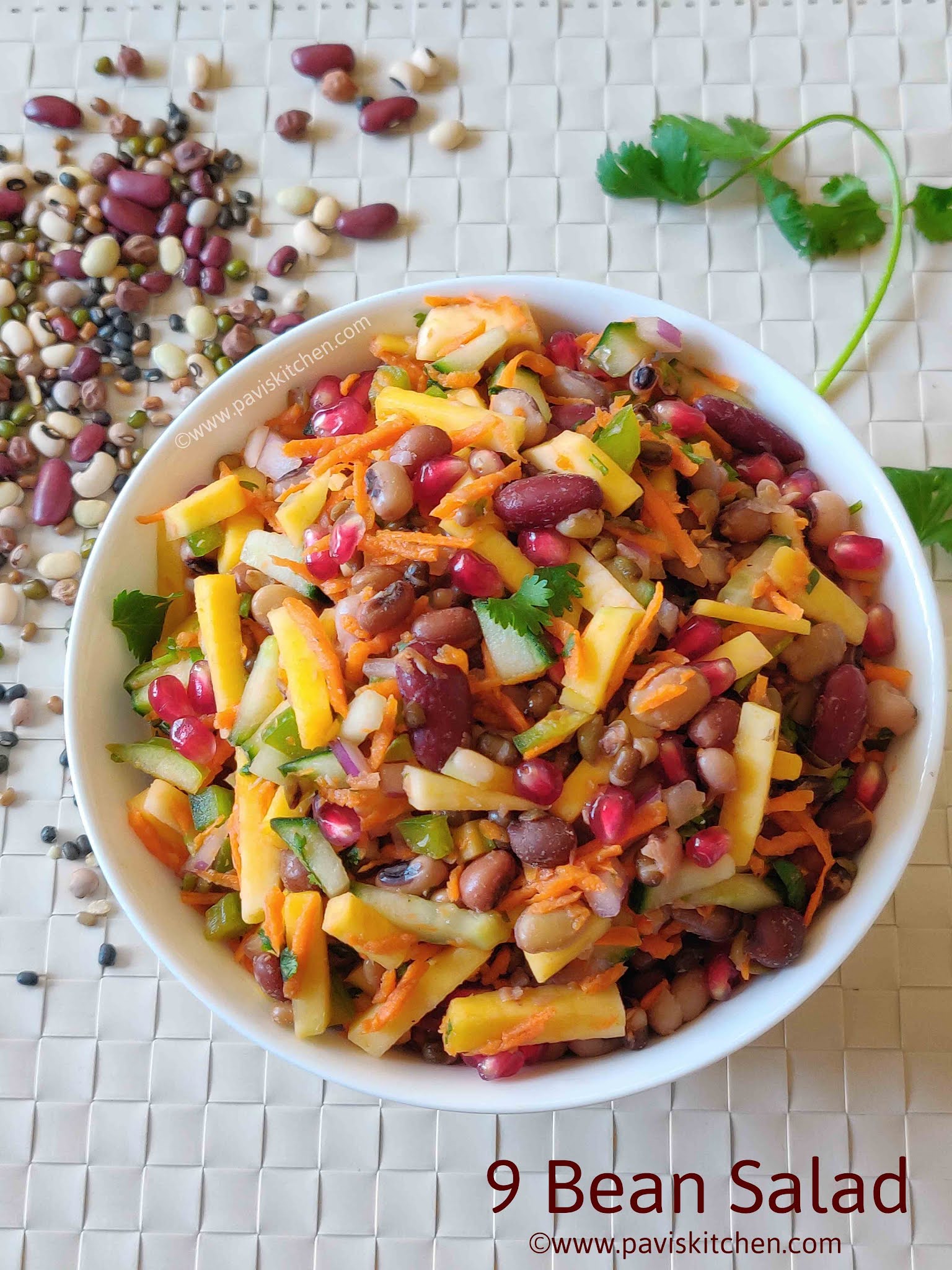 Mixed bean salad recipe | 9 bean salad | bean chaat recipe | navadhanya salad