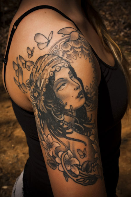 Gypsy tattoo. Finally got a sweet healed photo of this piece I did several 