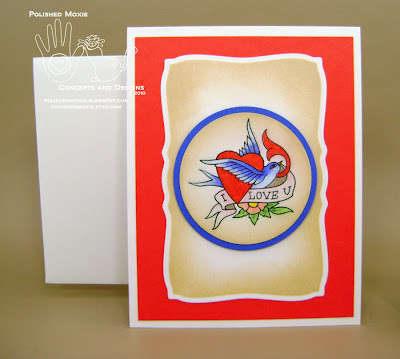 Image of my handmade tattoo art I love you card and handmade envelope.