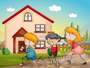 Mi Jardín de niños en Tecnología de la Información (ilustracion de ninos jugando en frente de una casa)
