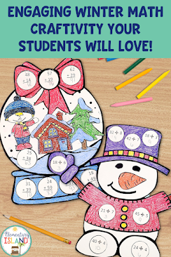 Looking for a fun way to get in some extra ELA and math practice while letting your students get creative this winter? This math craftivity includes everything you need for fun math practice, creative writing, and a little art fun too. #elementaryisland #mathcraftivity #wintermathactivity #winterelaactivity
