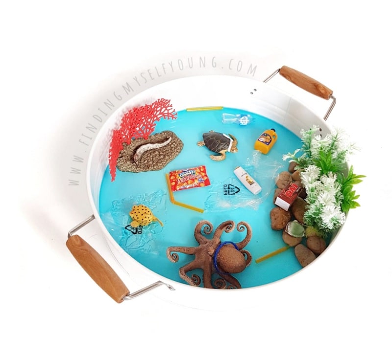 ocean pollution small world tray