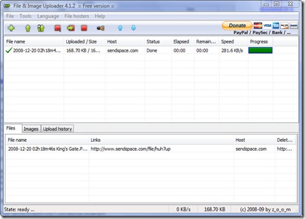 file uploader screen