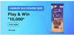 Amazon Cadbury Silk Mousse Quiz Answers - Win Rs.10000 Amazon Pay Balance