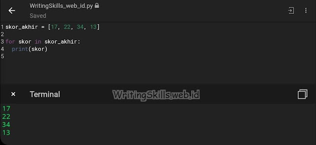 Contoh Perulangan (Loops) pada List Bahasa Python