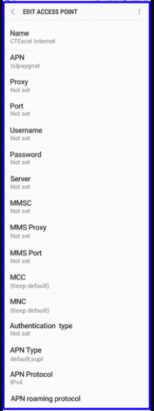 CTExcel 4G APN Settings