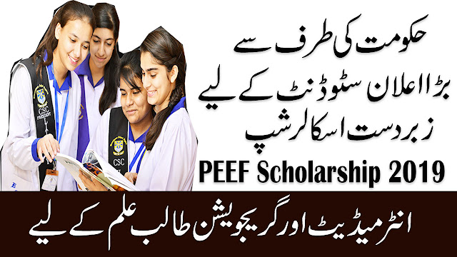 PEEF Scholarship 2019 For Intermediate & Graduation | Download Application Form