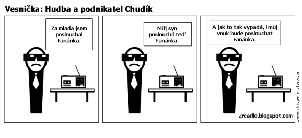 Komiks Vesnička - Hudba a podnikatel Chudík