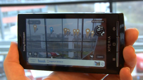 Layar (Augmented Reality-based application) on XPERIA X10