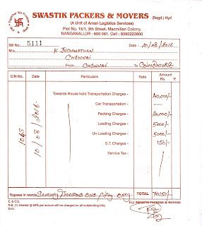 swastik packers and movers bill format