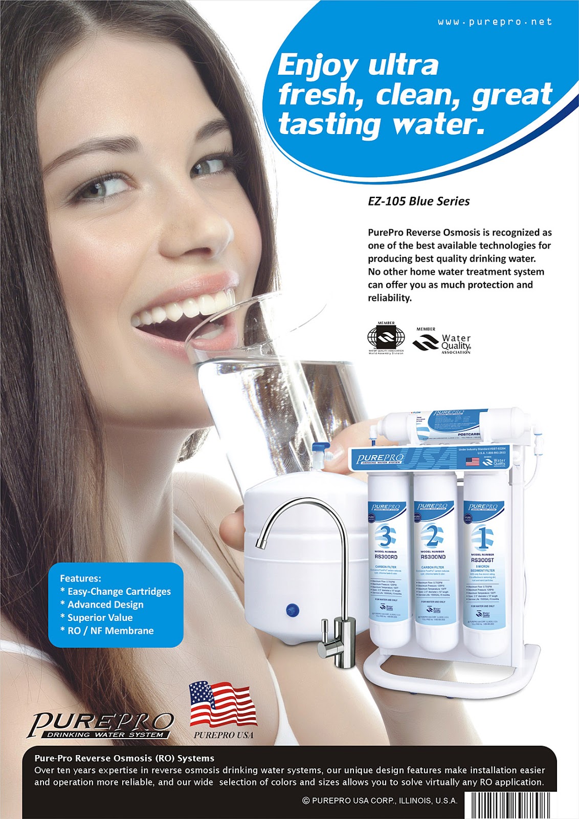 PurePro® EZ-105 / EZ-105P Easy-Change Reverse Osmosis Water Filtration