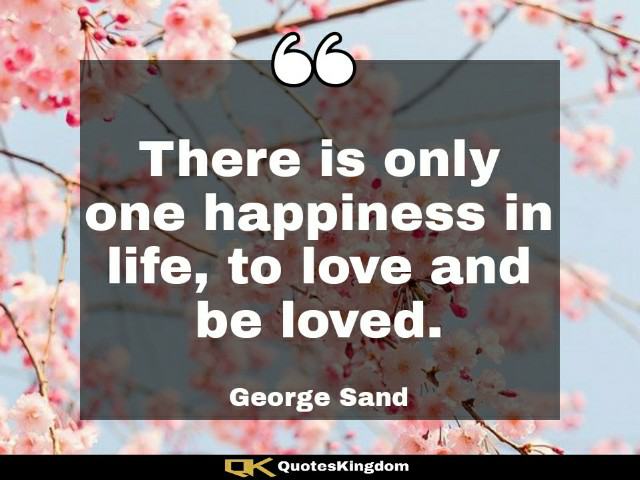 Quote about happiness and love. Life happiness quote. There is only one happiness in life, to ...